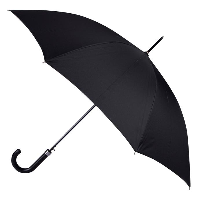 Auto Walker Leatherette Crook Plain Black Umbrella 